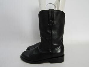 Cowtown Youth Size 5.5 D Black Leather Roper Cowboy Western Boots